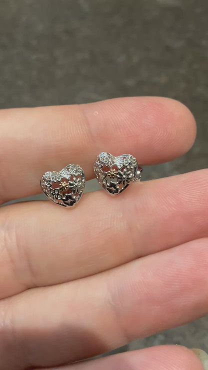 Clogau Flower Heart earrings in silver and rose gold RARE!