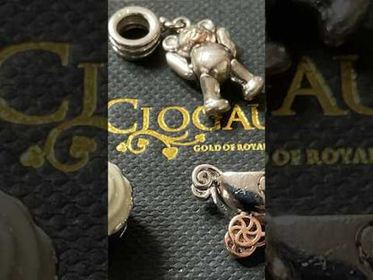 Clogau Milestones bead charms: Baby pram carriage, Enamel Heart Cupcake, Articulated Teddy Bear in silver & rose gold